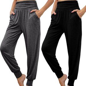 2 Pack Women's Yoga Joggers, Cozy Sweatpants with Pockets Casual Loose Comfy Hig